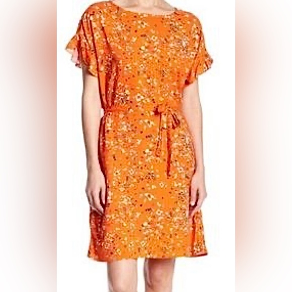 BeachLunchLounge Salma Mini Dress w Flutter Sleeves in Red Peonies - Picture 2 of 8